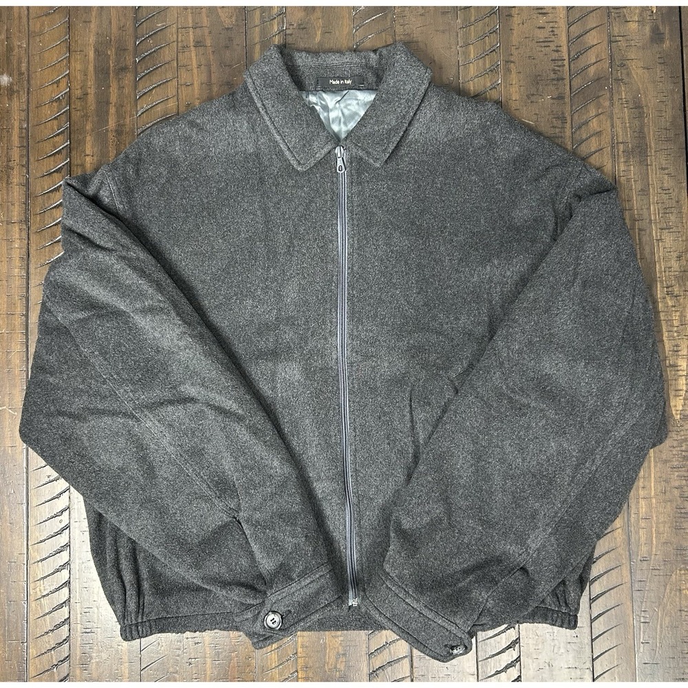 Movimento Men's Grey Bomber Jacket Lined Full Zip Button XL